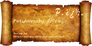 Petykovszky Örs névjegykártya